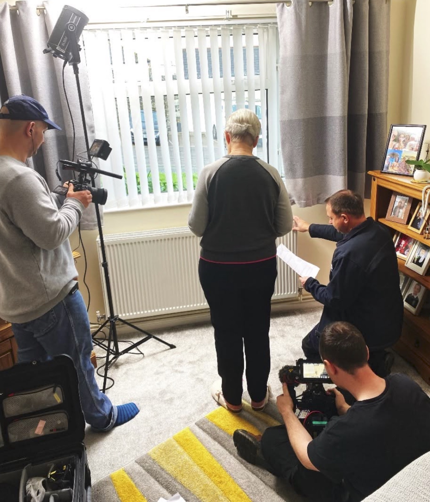 Behind the scenes filming an interview for Blue Flame Heating & Electrical, Adam Drake Studio