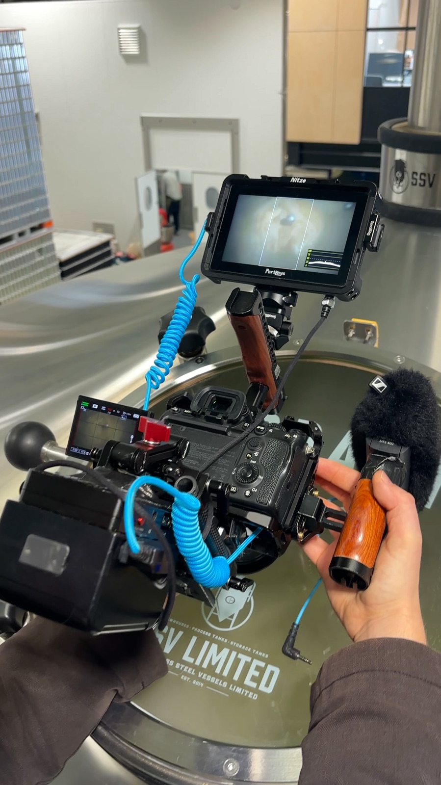 Behind the scenes filming a food & drink production line, Adam Drake Studio