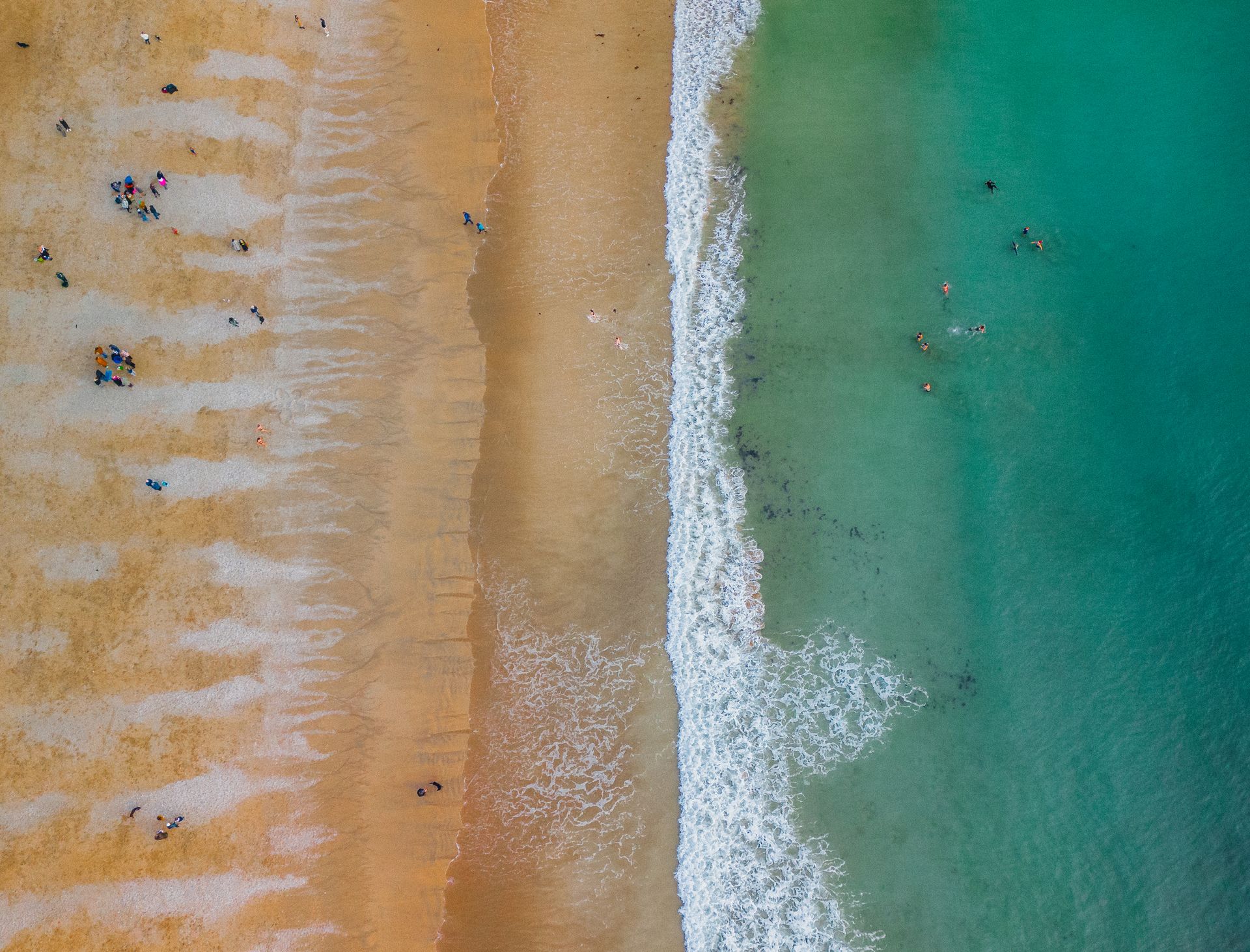 Drone Over Beach Lines — photography by Adam Drake Studio, Cornwall