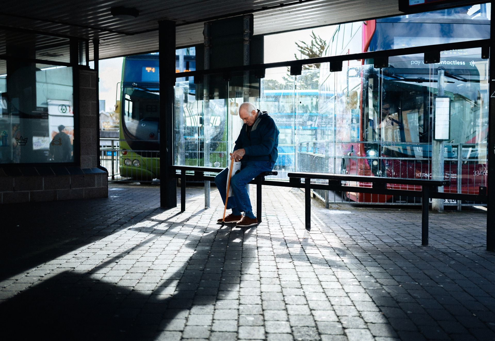 Truro Man At Bus Stop — photography by Adam Drake Studio, Cornwall